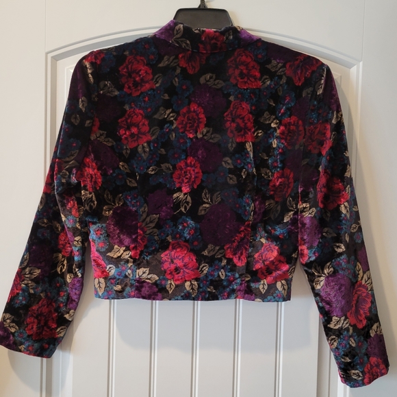 Rumours floral velour bolero jacket m - Picture 3 of 6